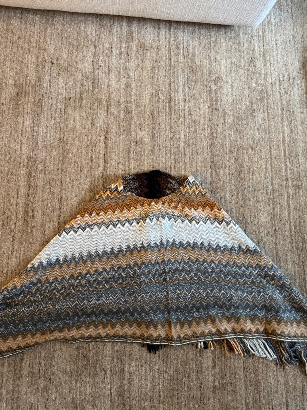 Chevron Patterned Knit Poncho - Picture 4 of 4